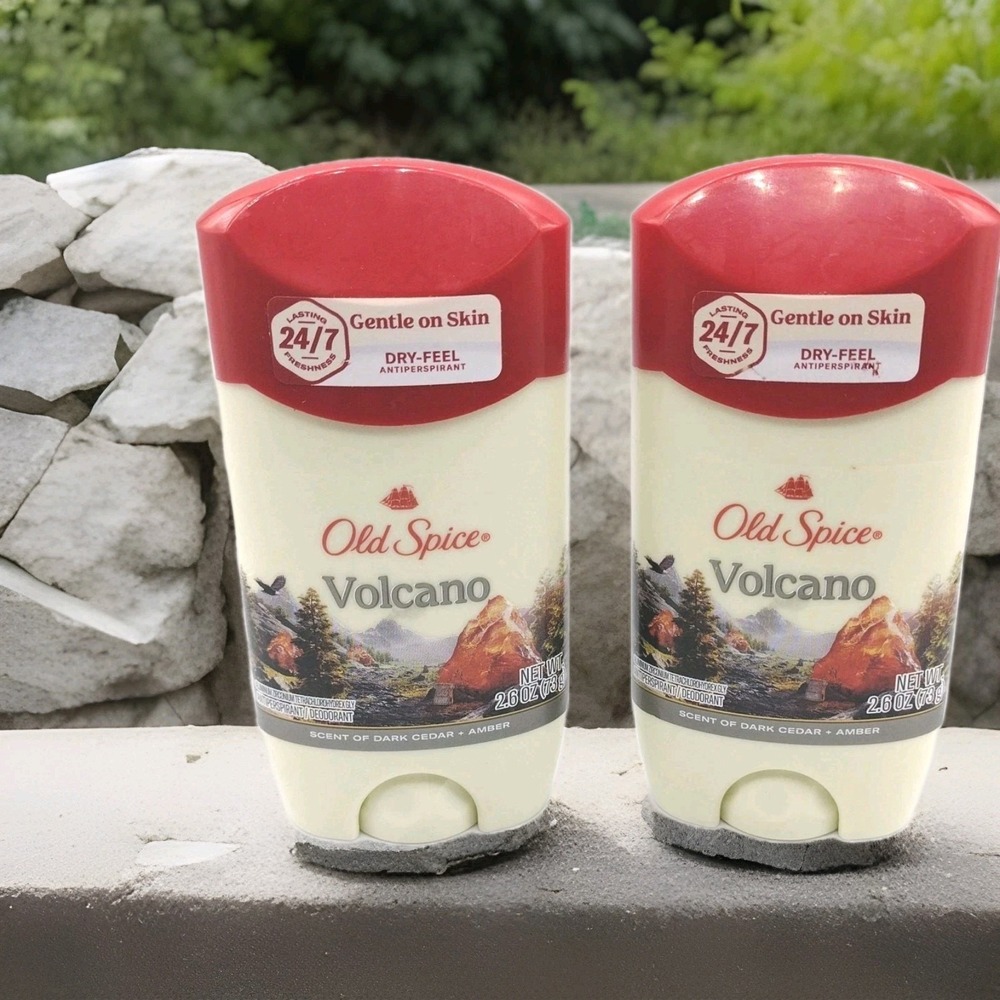 Old Spice: Lot Of Two Volcano Dark Cedar & Amber, 2.6oz Mens Deodorant
